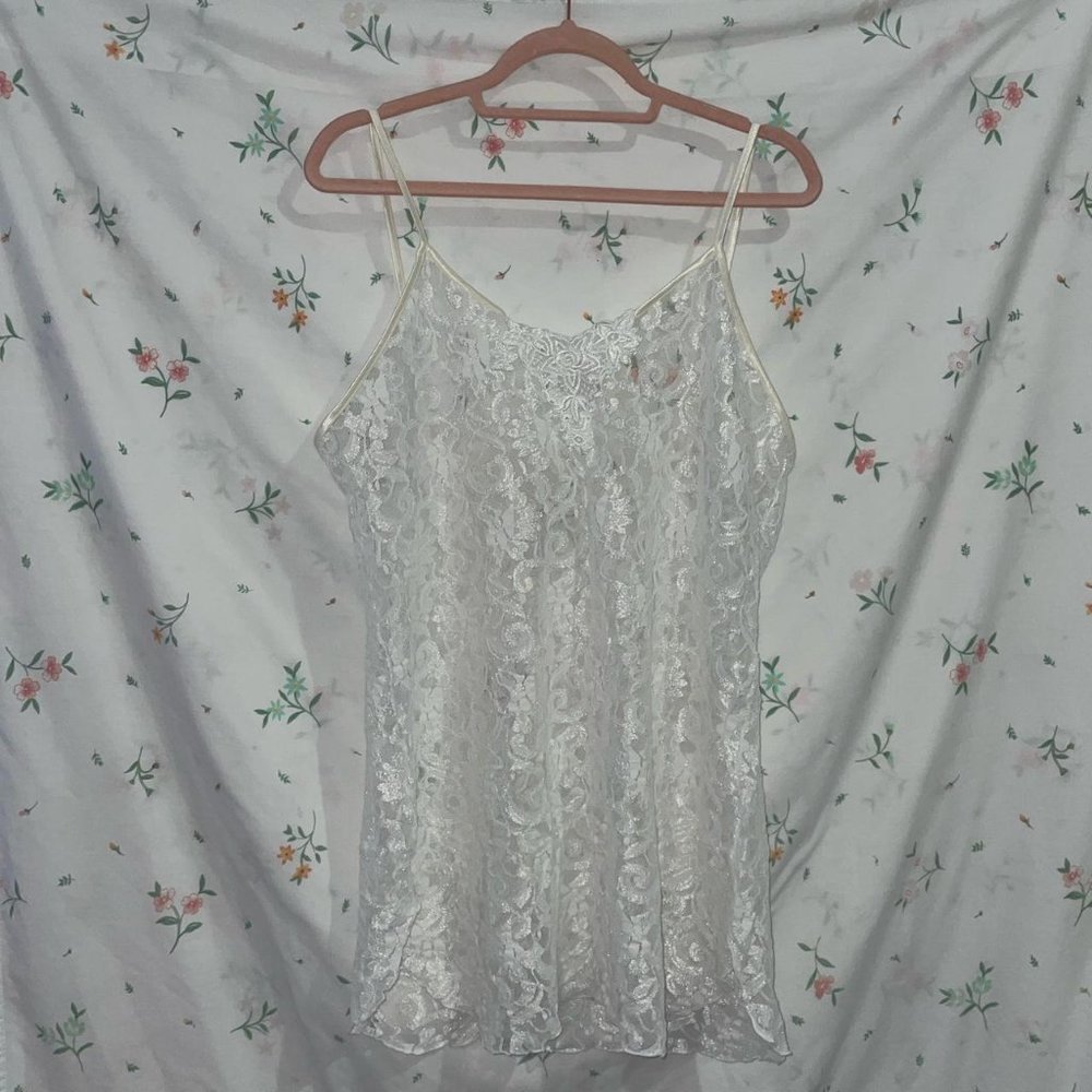 Vintage 90s Secret Treasures Sheer Lace Slip Dress Size M/L